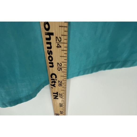 Chaps Women's Shirt Size XL Teal 100% Linen Button Down 3/4 Sleeve - Picture 3 of 10